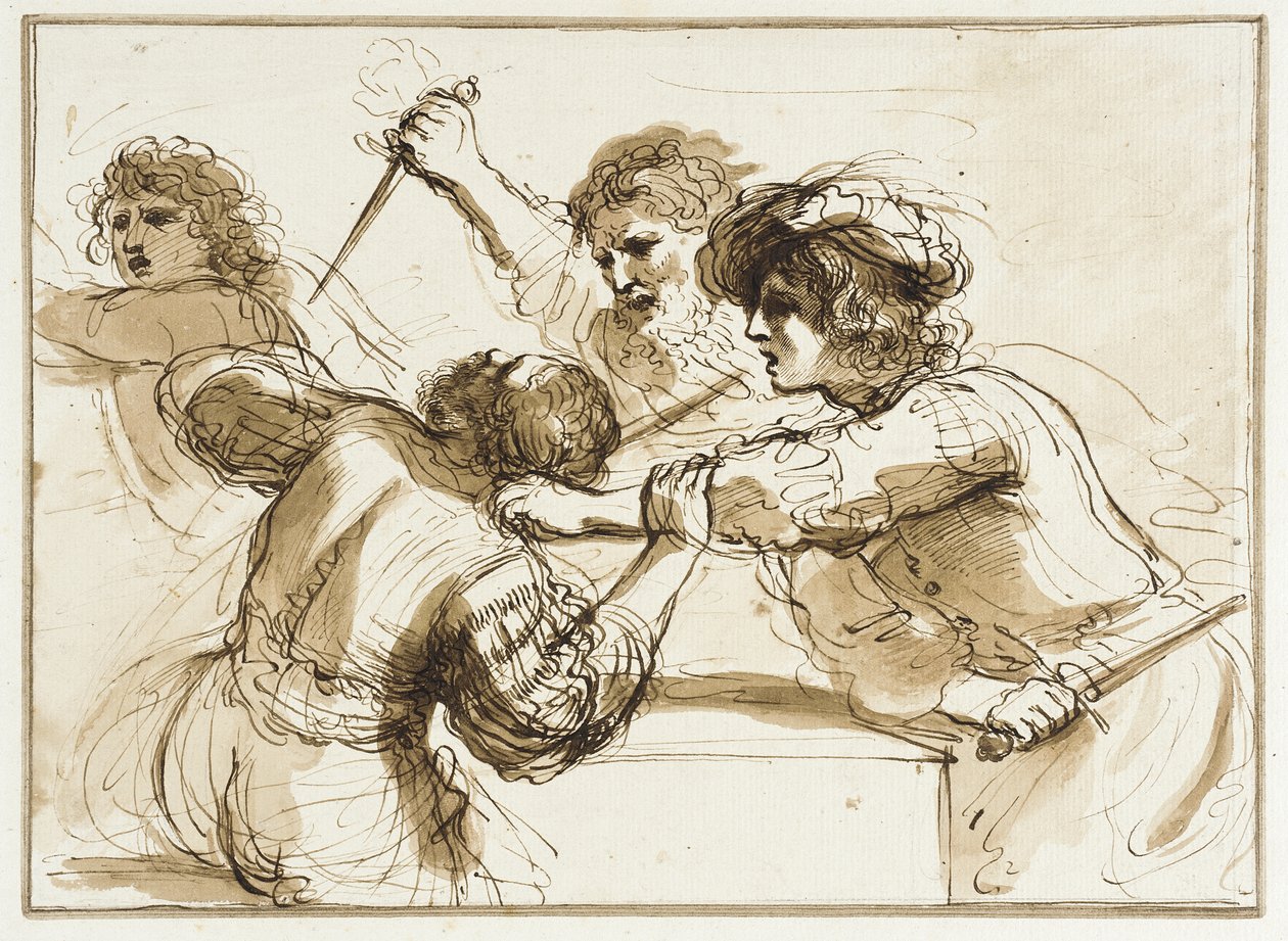 Two Men Killing Amnon while Another Flees by Francesco Bartolozzi