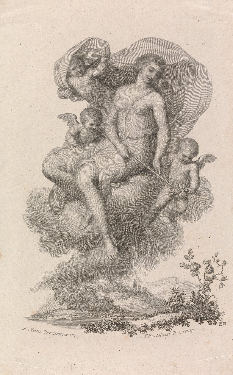 Venus with Three Cupids in the Sky by Francesco Bartolozzi