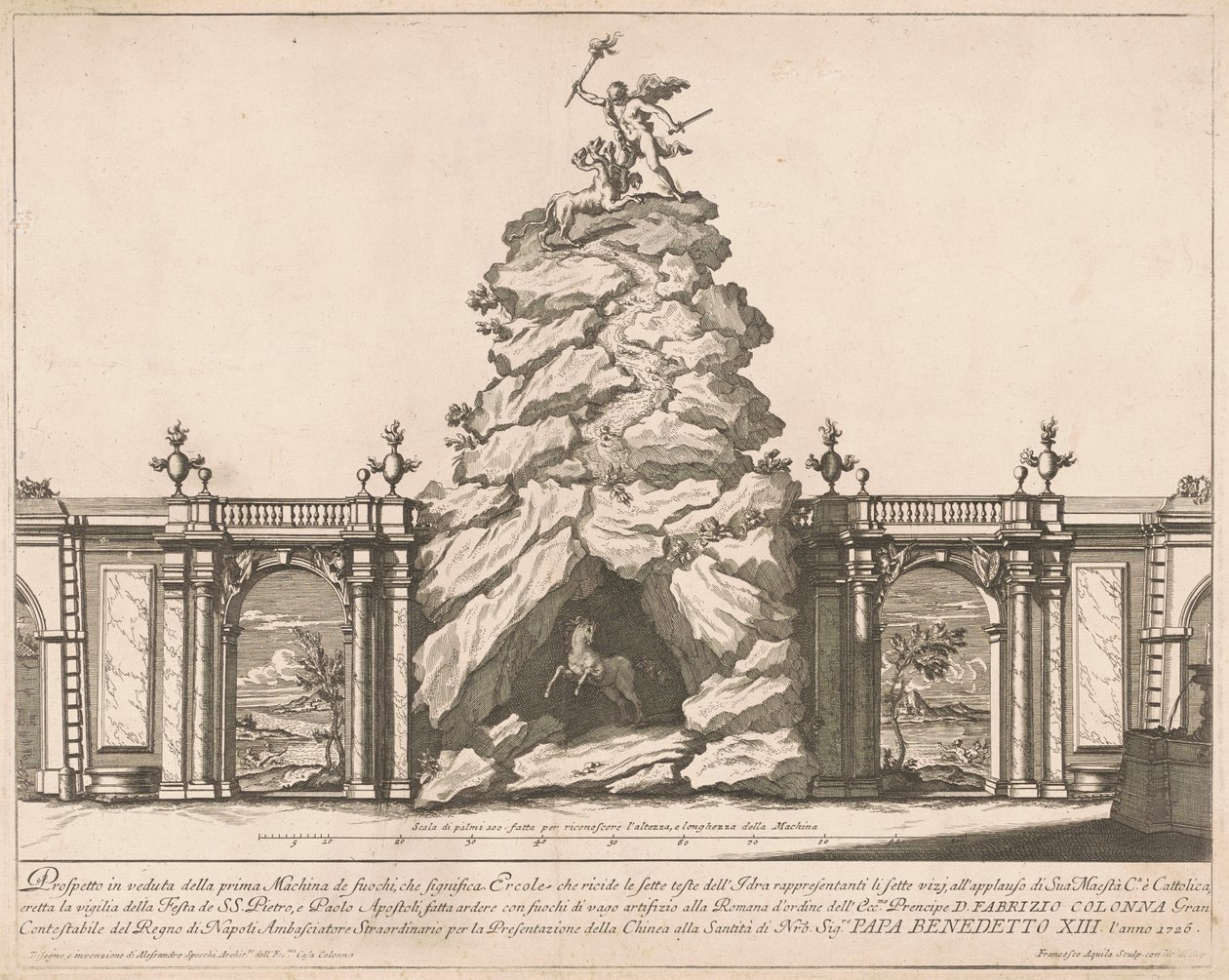 The Prima Macchina for the Chinea of 1726: Hercules and the Hydra by Francesco Faraone Aquila, after Alessandro Specchi