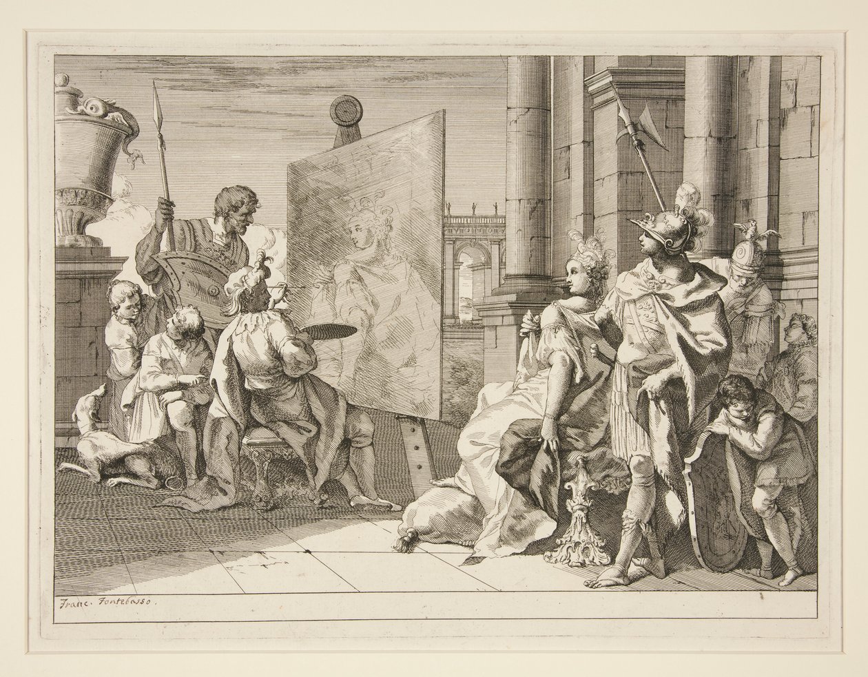 Apelles Painting Campaspe, the Mistress of Alexander the Great, One of a Series of Eight Prints (Varii Baccanali et Istorie) by Francesco Fontebasso