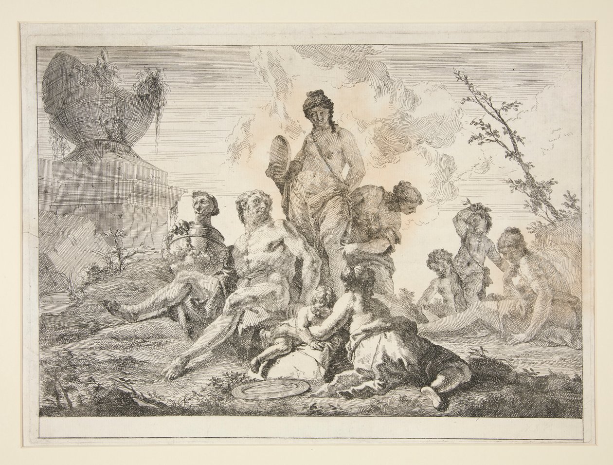 Venus, Vulcan, Three Nymphs and Three Cherubs in a Landscape by Francesco Fontebasso