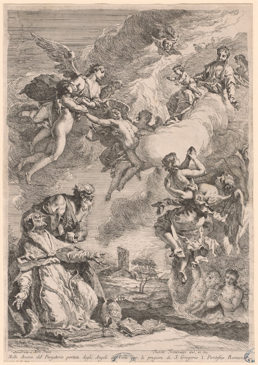 Pope Gregory the Great and Saint Vitale Interceding for the Souls in Purgatory by Francesco Fontebasso, after Sebastiano Ricci