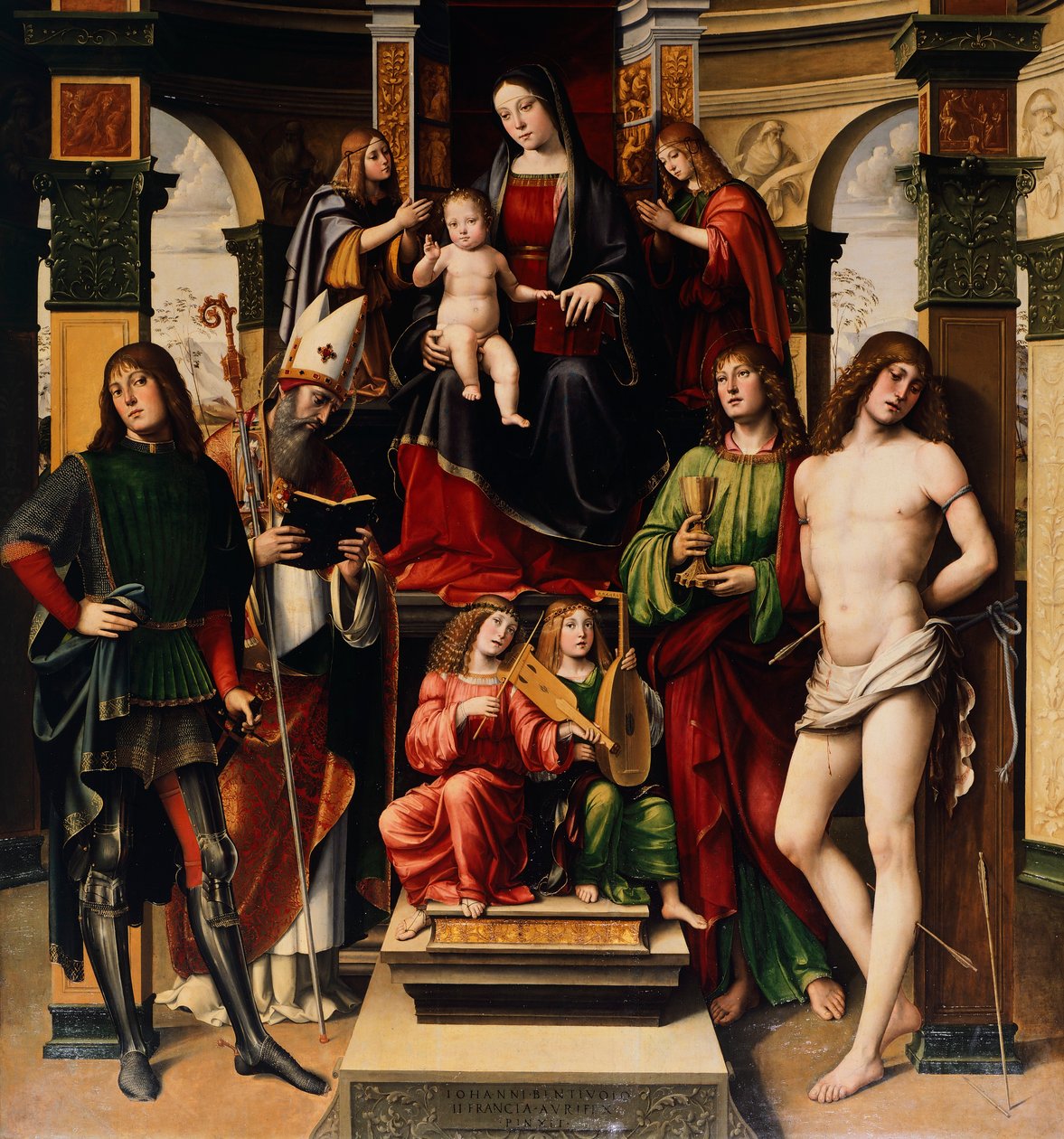 Madonna with Child, Angels and Saints, Church of San Giacomo Maggiore, Bologna, Italy by Francesco Francia