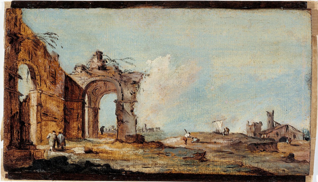 Caprice, with Ruined Arch and Fishermen