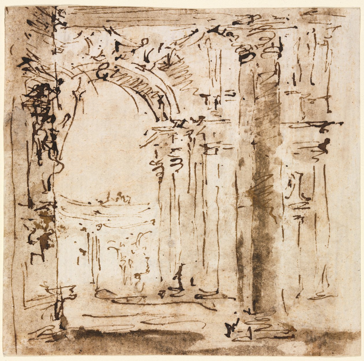 Pair of Drawings: Sketch of the Labyrinth of the Villa Pisani and Piazza San Marco, 1773-1778 by Francesco Guardi