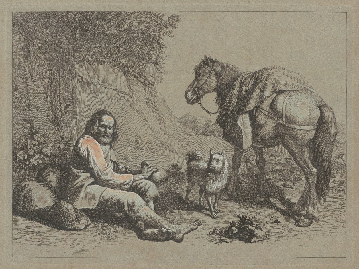 Seated Old Man about to Drink from a Gourd, c. 1763 by Francesco Londonio