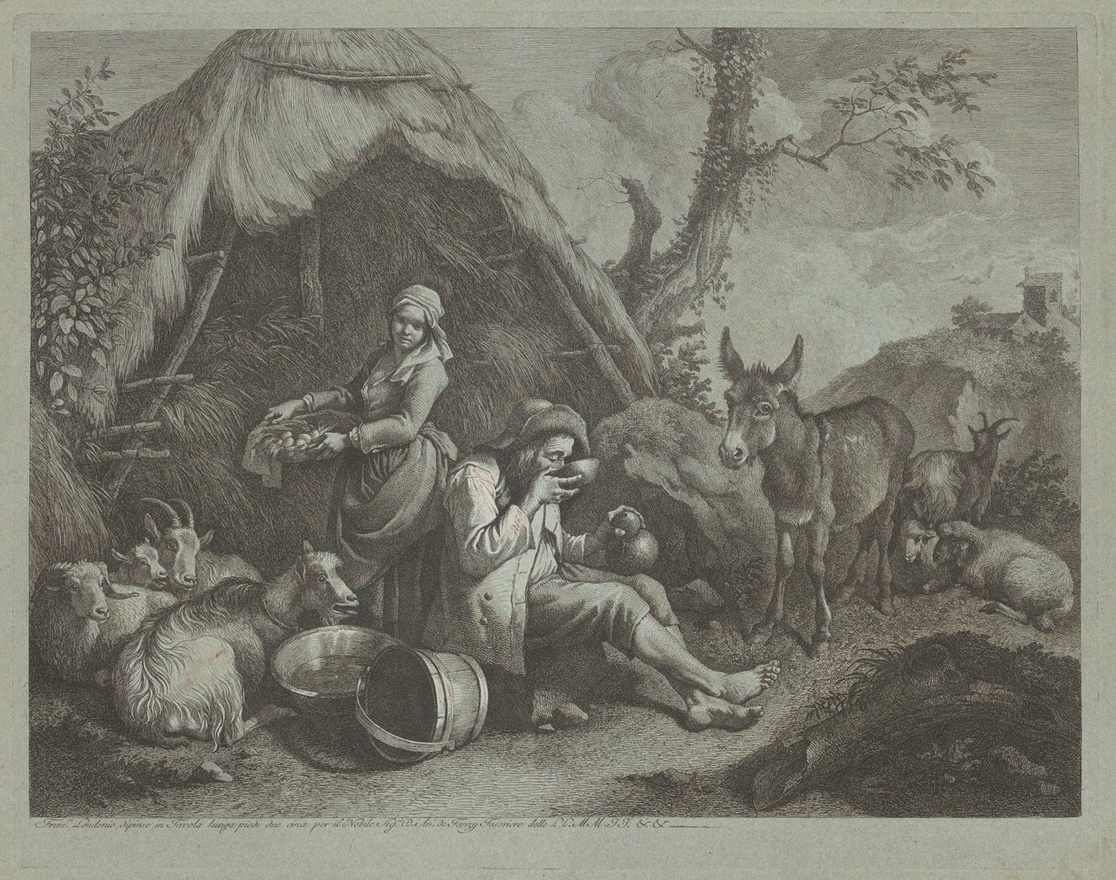 Seated Old Man and Woman with a Basket of Eggs, 1759-1782 by Francesco Londonio