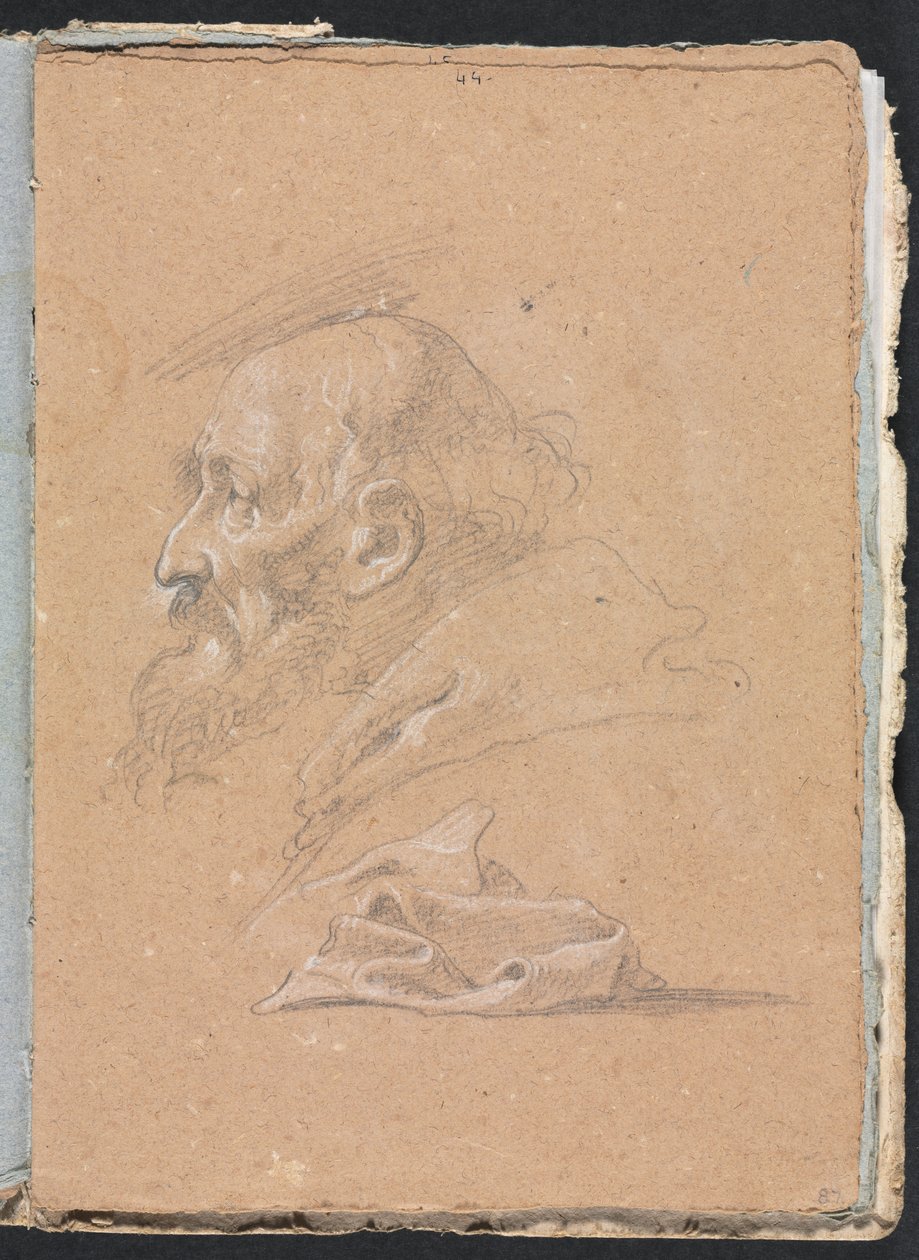 Verona Sketchbook: Monk in profile with drapery (page 87) by Francesco Lorenzi