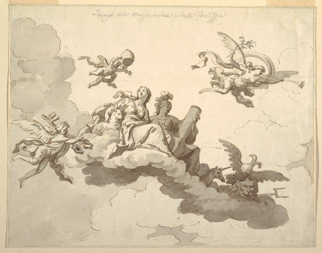 Design for a Painted Ceiling: Triumph of Meekness and Strength by Francesco Manno