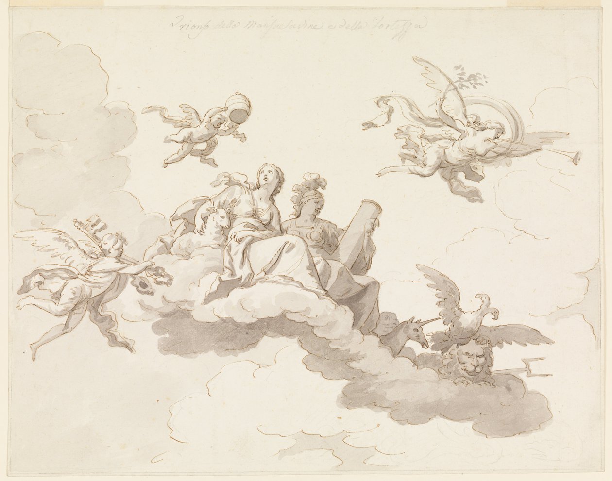 Design for a Painted Ceiling: Triumph of Meekness and Strength by Francesco Manno