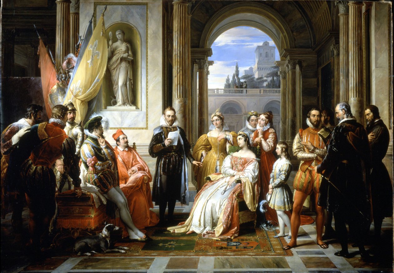 Torquato Tasso reading his Jerusalem Delivered at the court of Ferrara by Francesco Podesti