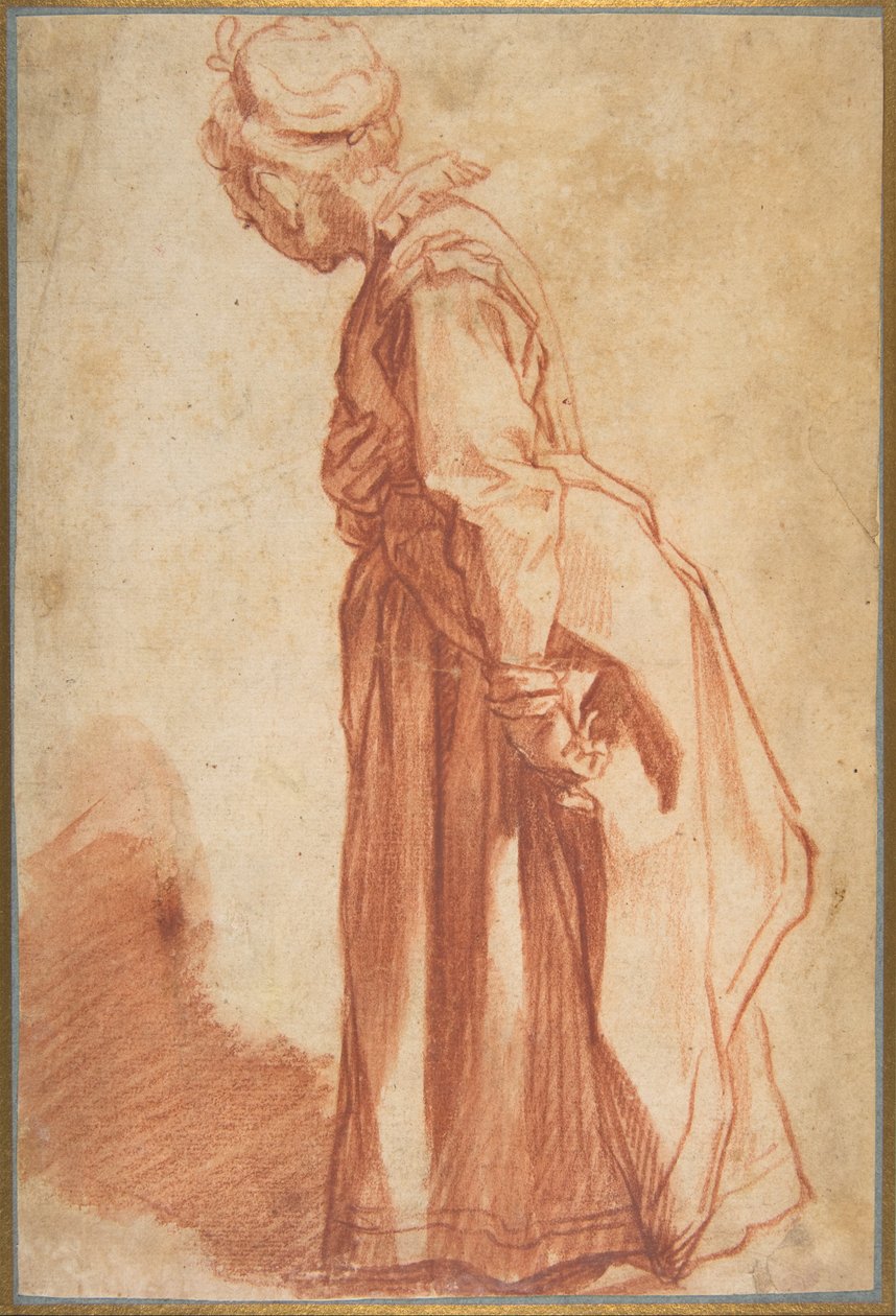 Standing Woman Looking to Left Background by Francesco Vanni