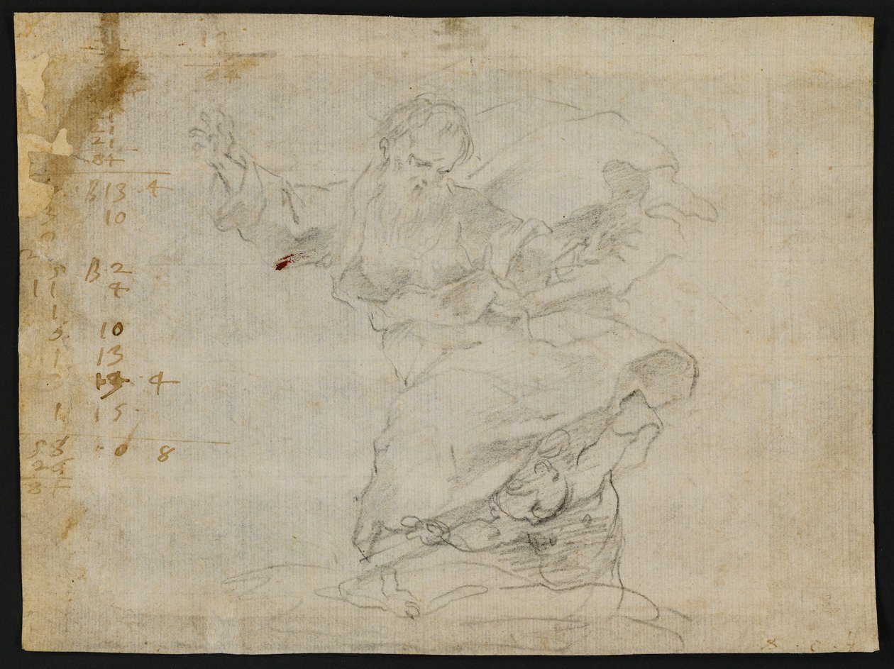 Studies for Christ Giving a New Heart to Saint Catherine of Siena (recto); God the Father in the Air with Arms Outstretched (verso) by Francesco Vanni