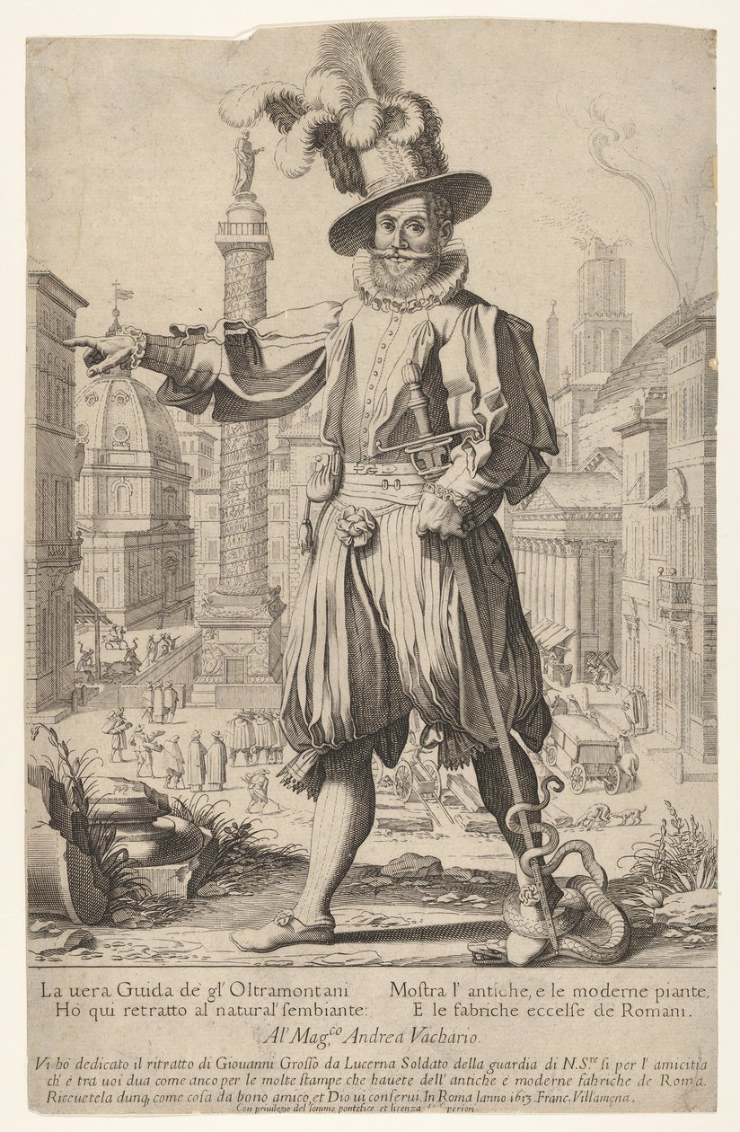 Giovanni Alto Johann Alten, Ioannes Altus standing on the Quirinal Hill in Rome by Francesco Villamena