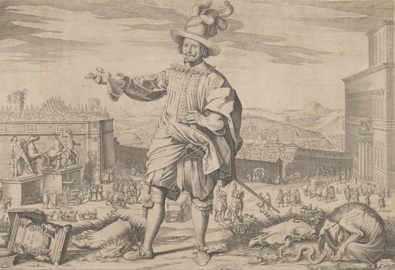 Portrait of Ioannes Altus Johann Alten, of the Swiss Guard, Standing by the Quirinal by Francesco Villamena