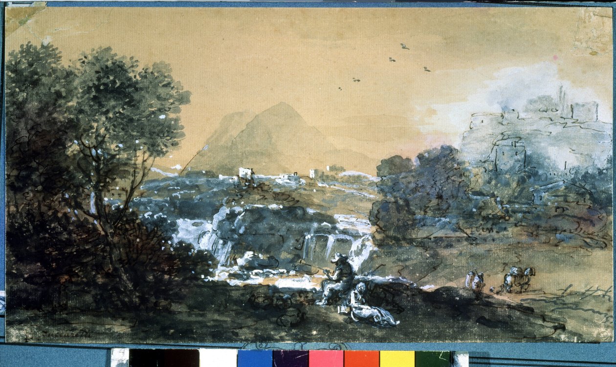 Landscape with a Waterfall by Francesco Zuccarelli