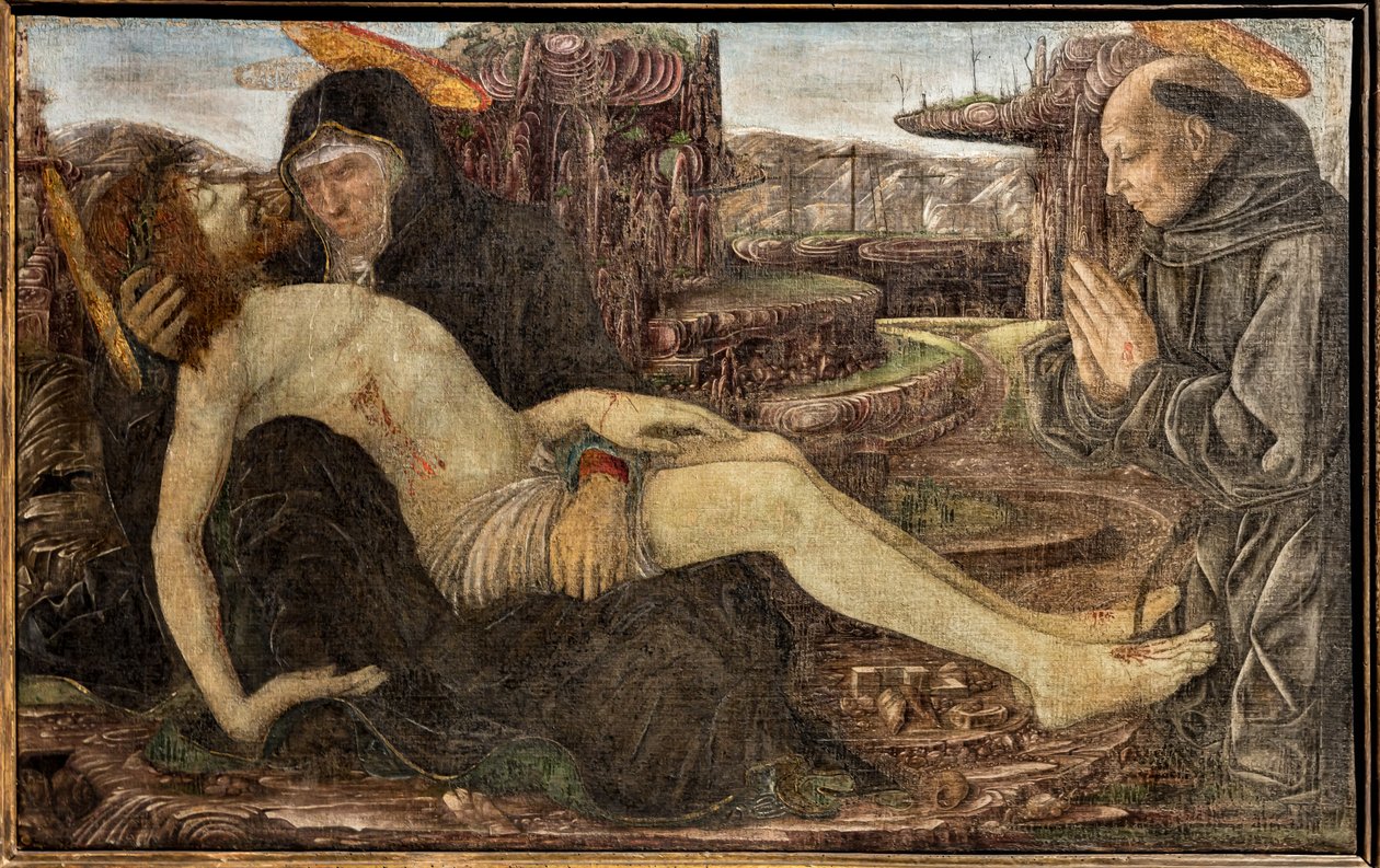 Lamentation with client shown as St. Francis, by Francesco del Cossa by Francesco del Cossa