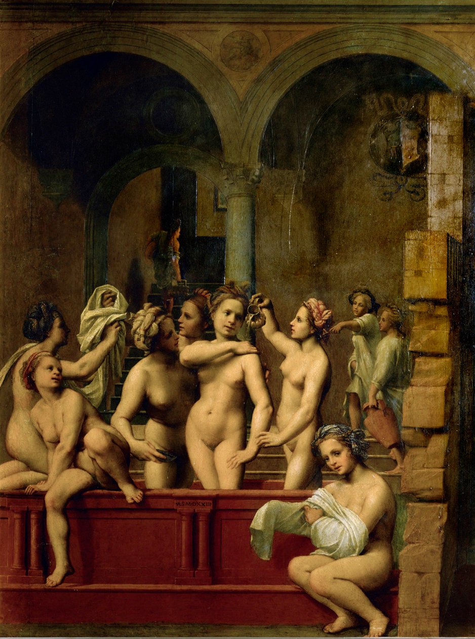 The Uriah Letter, Bathsheba and Her Servant Girls Bathing by Francesco di Cristofano Franciabigio