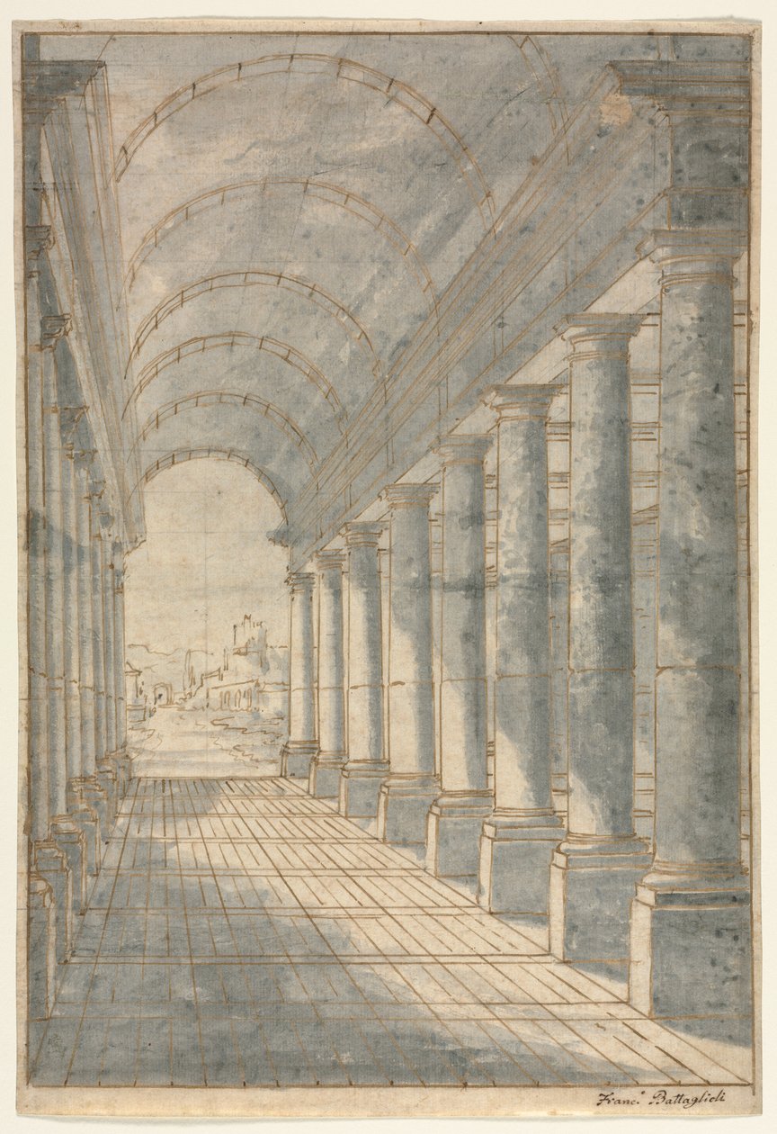 Barrel-vaulted Arcade Rendered in Perspective, 1700s