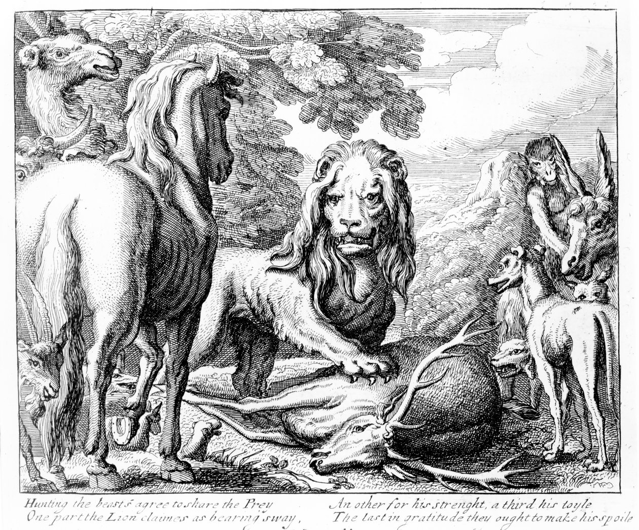 The Lion's Share, Illustration to 'Aesop's Fables'