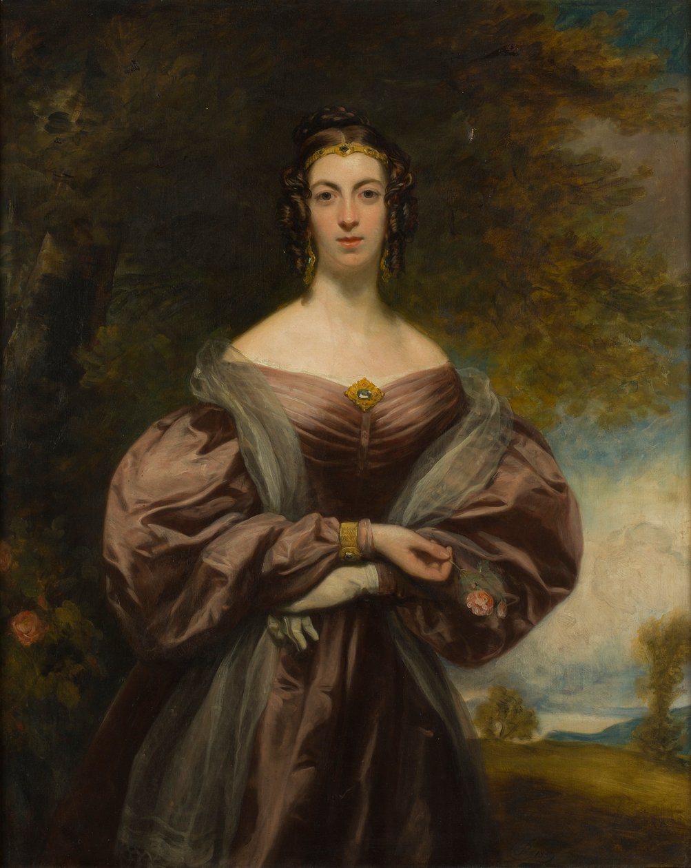 Three-Quarter Length Portrait of Jessie Duff Holding a Rose by Francis (follower of) Grant