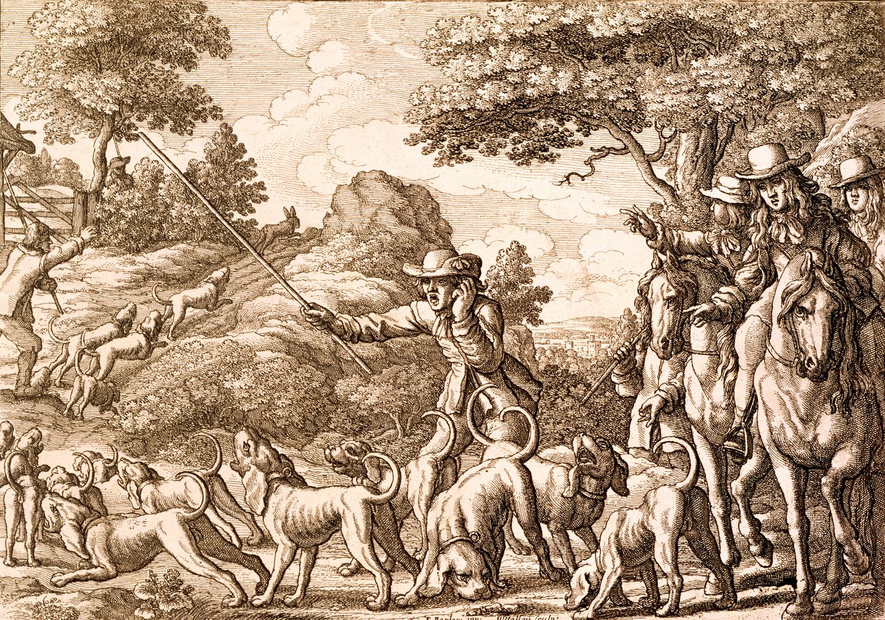Hare Hunting, engraved by Wenceslaus Hollar, 1671 by Francis Barlow