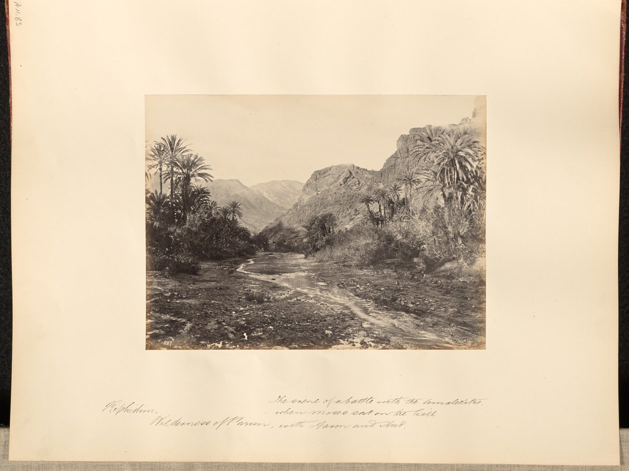 Rephidim, Wilderness of Paran. The scene of a battle with the Amalekites when Moses sat on the hill with Aaron and Hur by Francis Frith