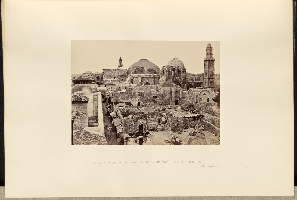 Street view with the Church of the Holy Sepulchre, Jerusalem by Francis Frith