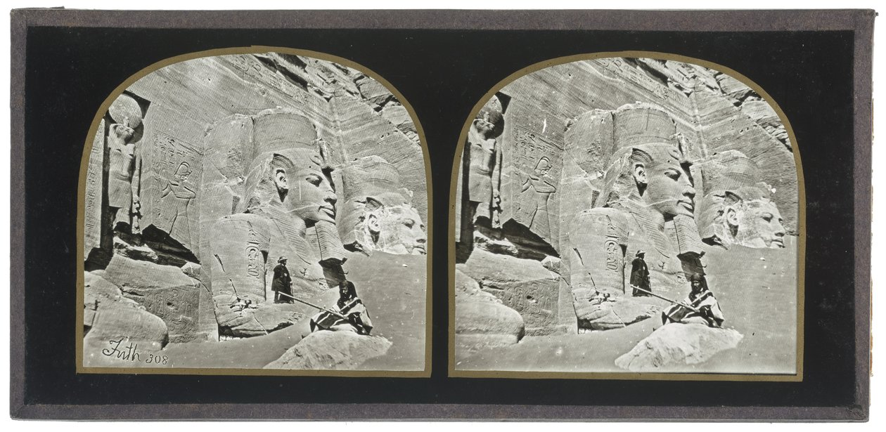 View of the Facade of the Great Rock Temple of Abu Simbel, in Nubia by Francis Frith