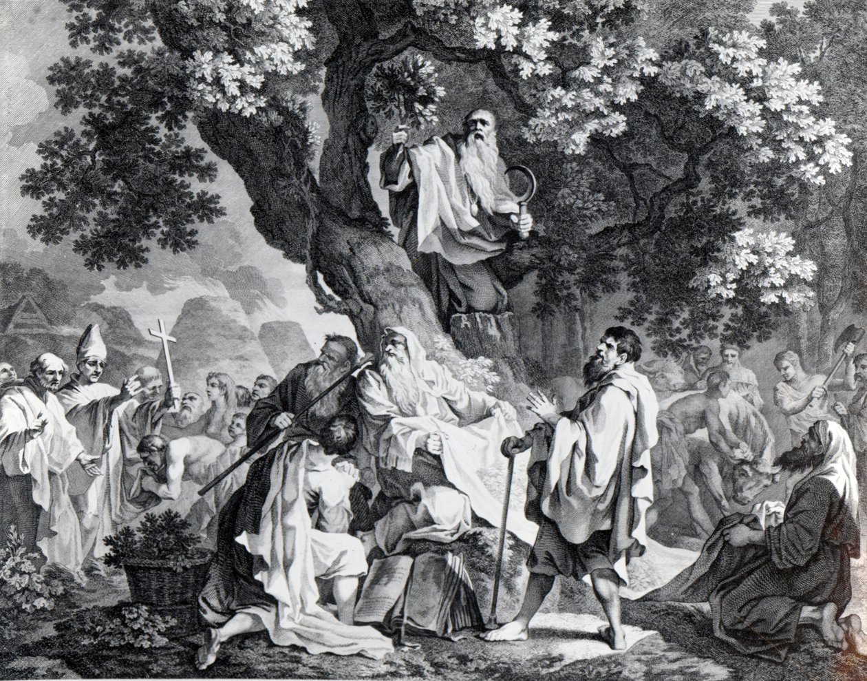 The Druids, or the Conversion of the Britons to Christianity, engraved by Simon Francois Ravenet, printed in 1778 by Francis Hayman