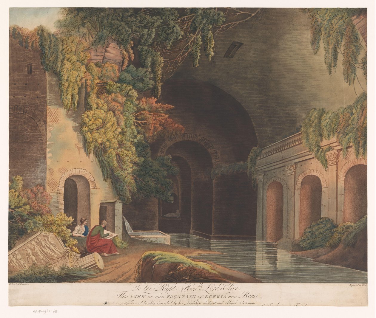 Two Draftsmen at the Nymphaeum of Egeria in the Caffarella Park near Rome by Francis Jukes