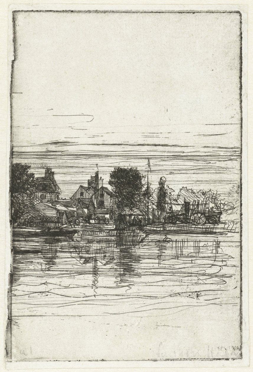 Village by the Water (Thames Side) by Francis Seymour Haden (Sir) (signed by artist)