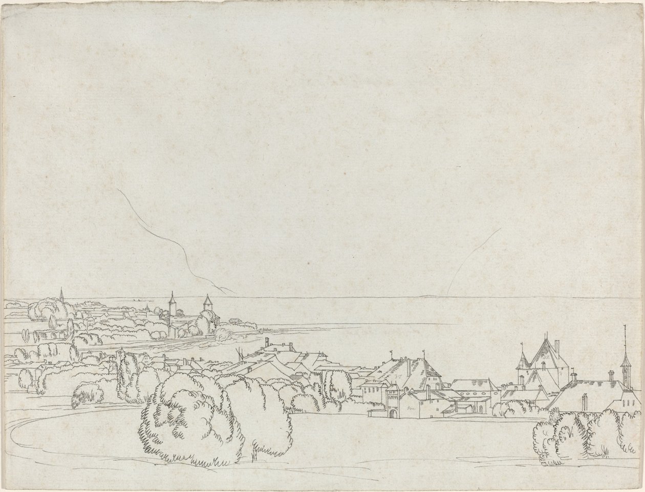 A View of Vevey with La Tour de Peilz in the Distance by Francis Towne