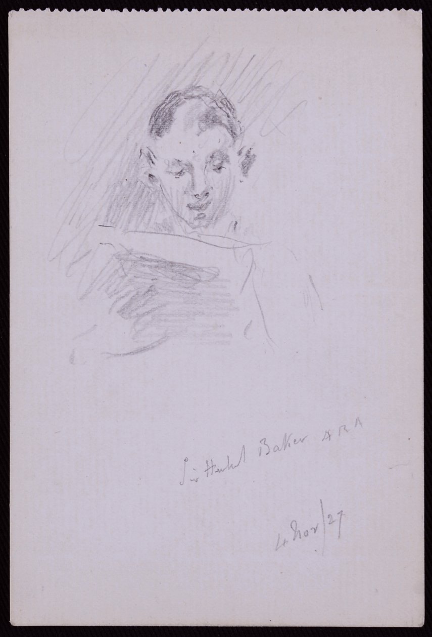 Portrait of Sir Herbert ARA Baker by Francis Wilfred Lawson