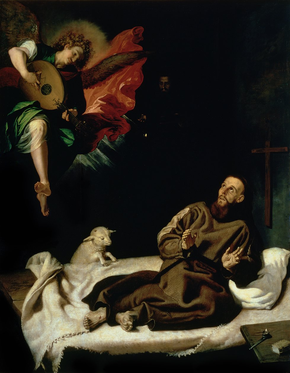 St. Francis Comforted by an Angel Musician by Francisco Ribalta