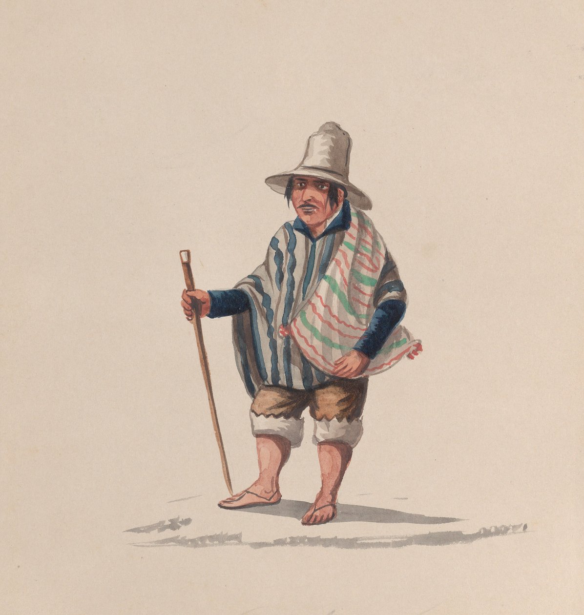 A Peruvian man, from a group of drawings depicting Peruvian costume by Francisco