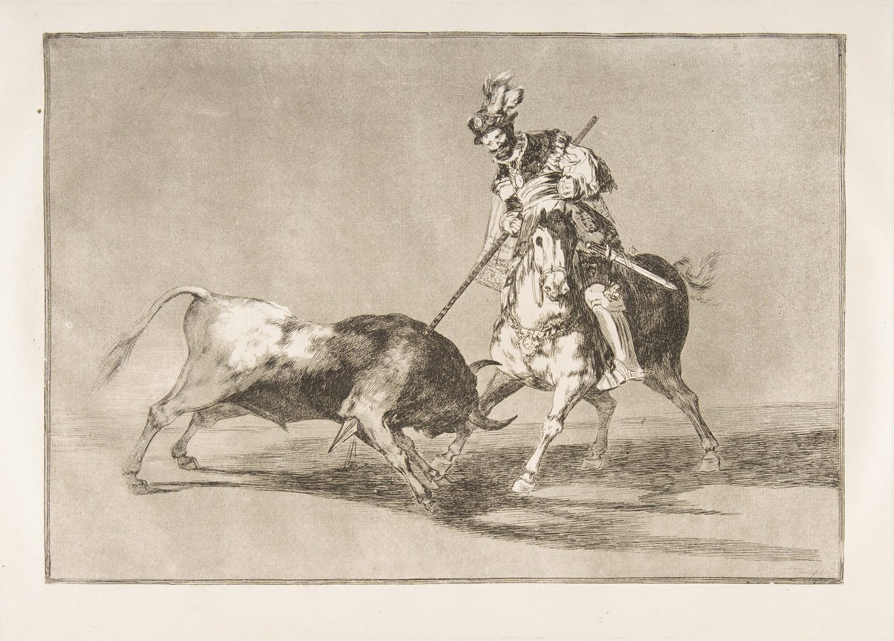 The Cid Campeador Spearing Another Bull (Plate 11 from the Tauromaquia) by Francisco de Goya