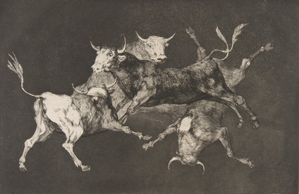 Plate D from the Disparates: Fools-or Little Bulls, ca. 1816-23 published before 1877 by Francisco de Goya