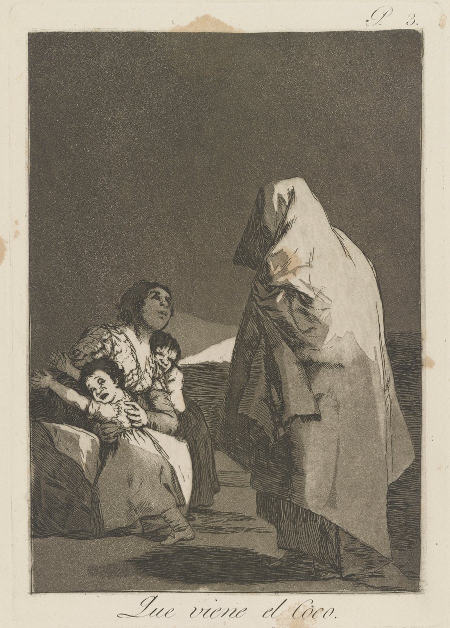 Here Comes the Bogey-Man (Que viene el loco), Plate 3 from the Series Los Caprichos by Francisco de Goya