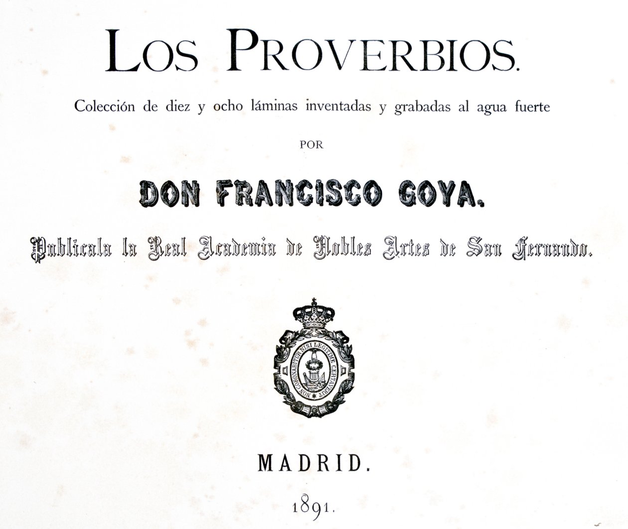 Title Page of Los Proverbios or Proverbs by Francisco de Goya
