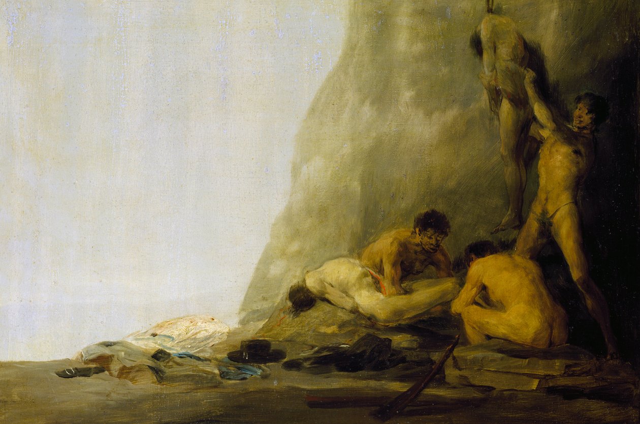 Cannibals Preparing their Victims, or The Bodies of Jean de Brebeuf and Gabriel Lallemant being skinned by the Iroquois in 1649 by Francisco Jose de Goya y Lucientes