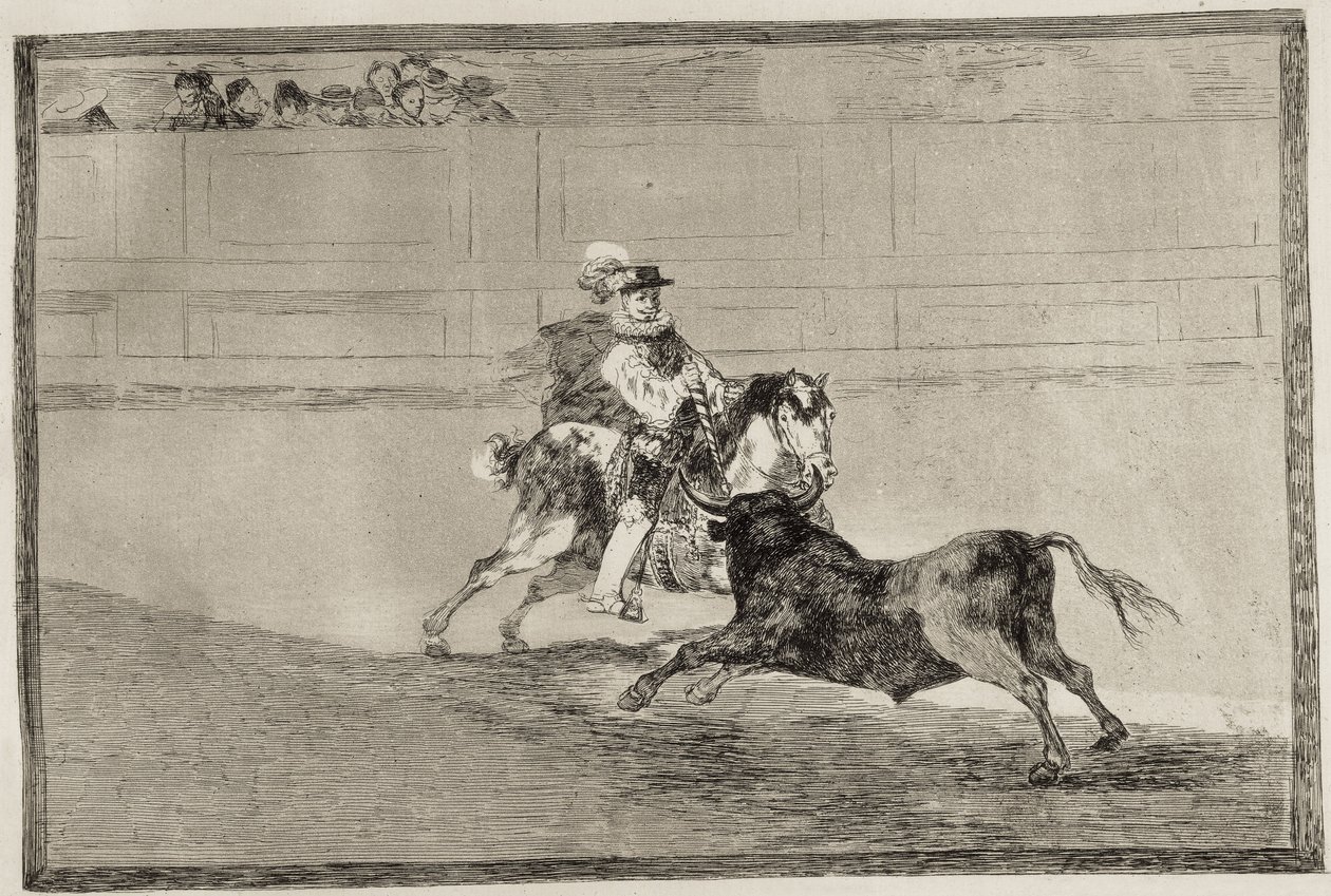 A Spanish mounted knight in the ring breaking short spears without the help of assistants by Francisco Jose de Goya y Lucientes