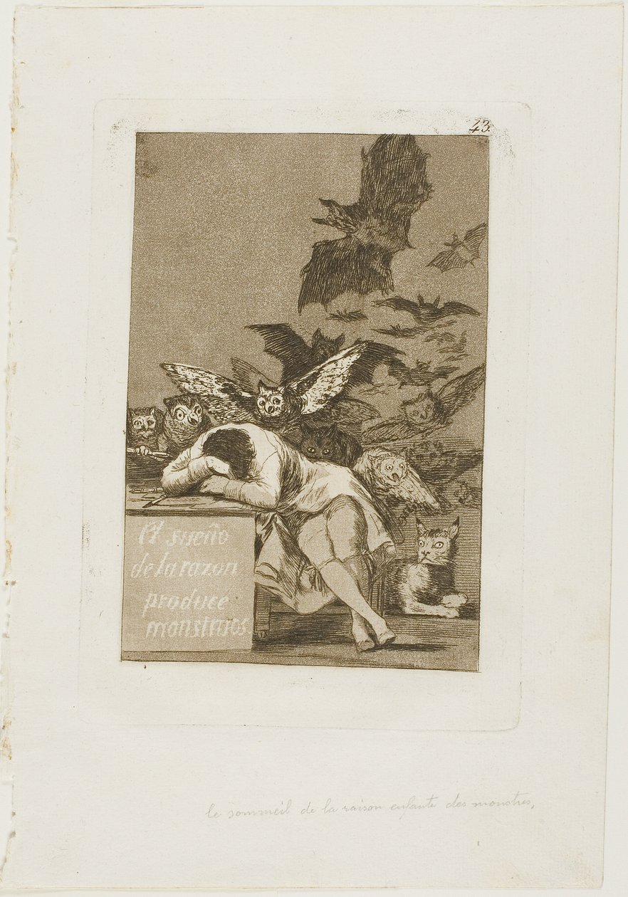 The Sleep of Reason Produces Monsters, plate 43 from Los Caprichos by Francisco Jose de Goya y Lucientes