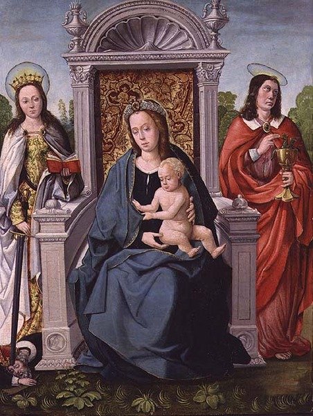 Madonna and Child with St. Catherine and St. John the Evangelist, c.1530-40 by Francisco de (attr. to) Comontes
