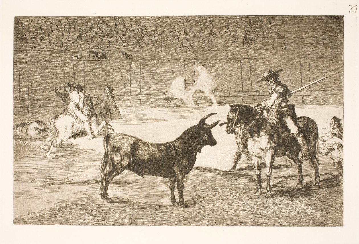 The Celebrated Picador, Fernando del Toro, Provokes the Angry Bull with ...
