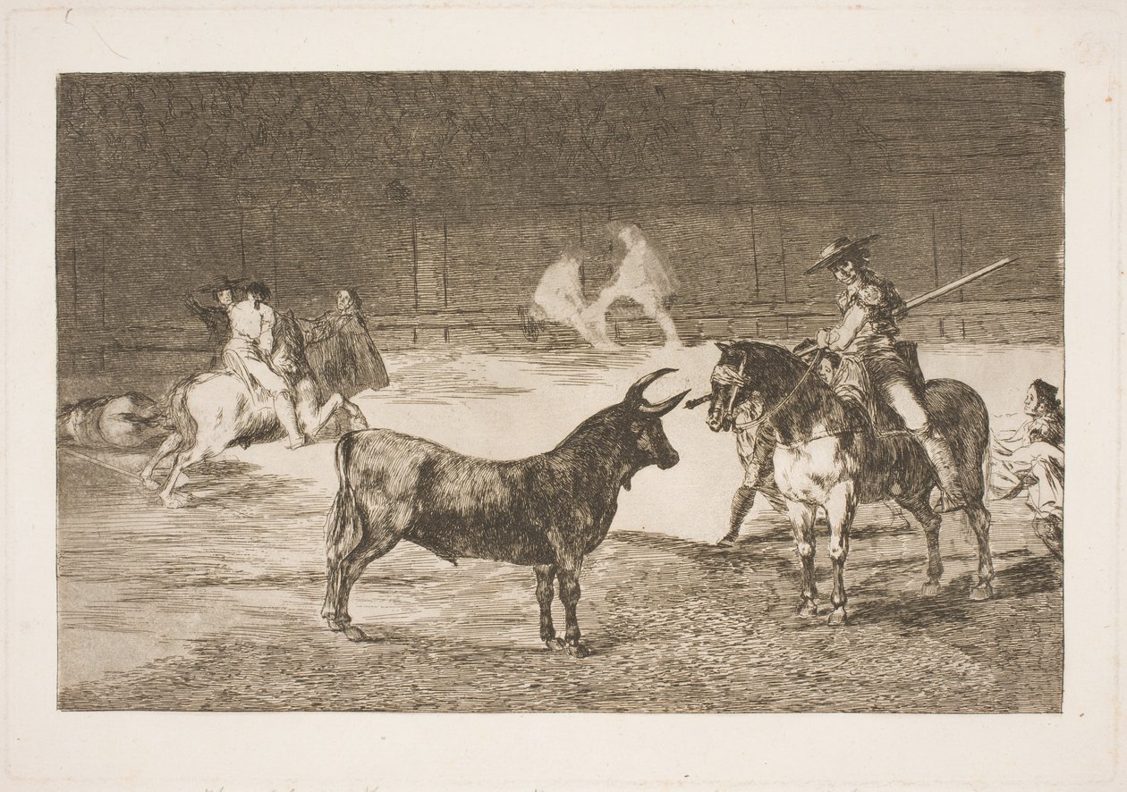 The Celebrated Picador, Fernando del Toro, Provokes the Angry Bull with ...