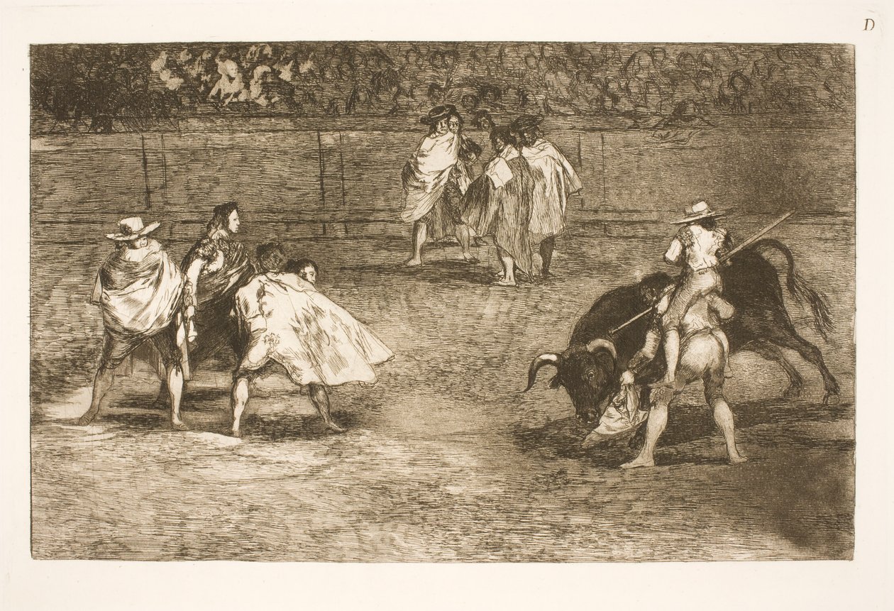A Bullfighter, Sitting on the Shoulders of a Helper, Stabs a Bull by Francisco de Goya