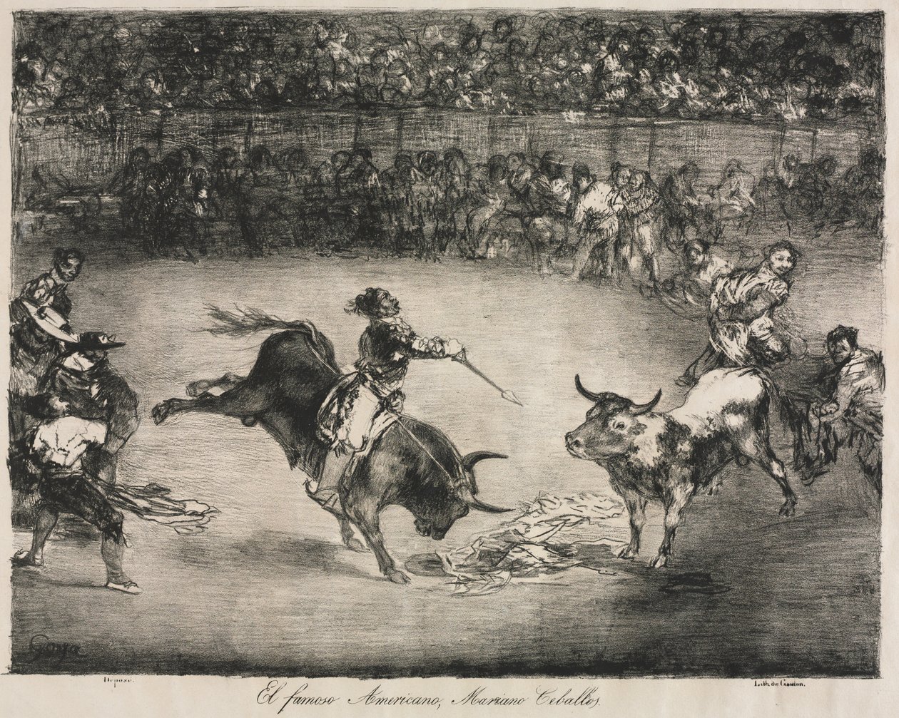 The Bulls of Bordeaux: The Famous American, Mariano Ceballos by Francisco de Goya