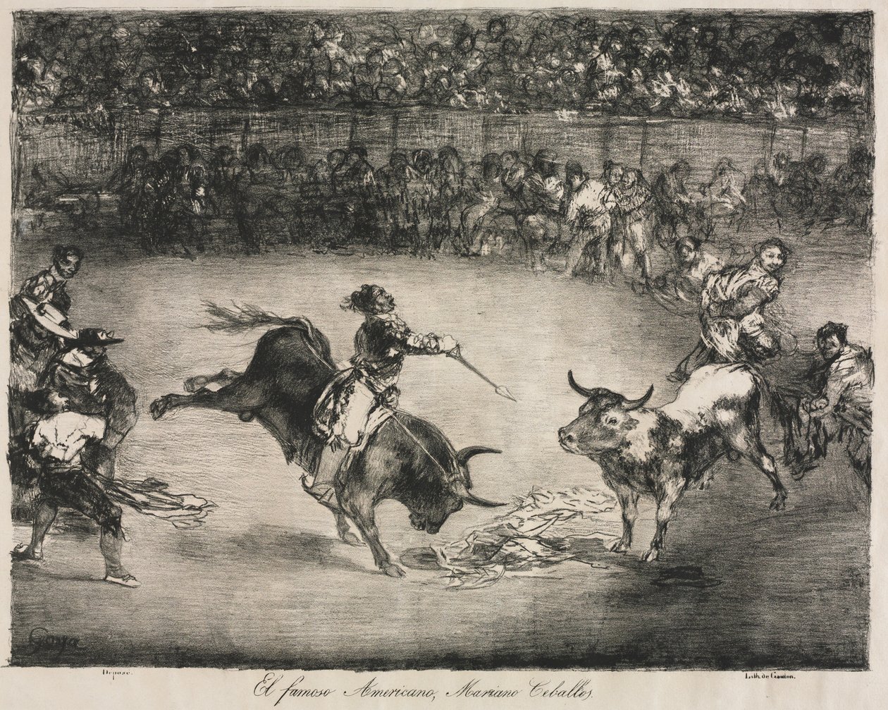 The Bulls of Bordeaux: The Famous American, Mariano Ceballos by Francisco de Goya