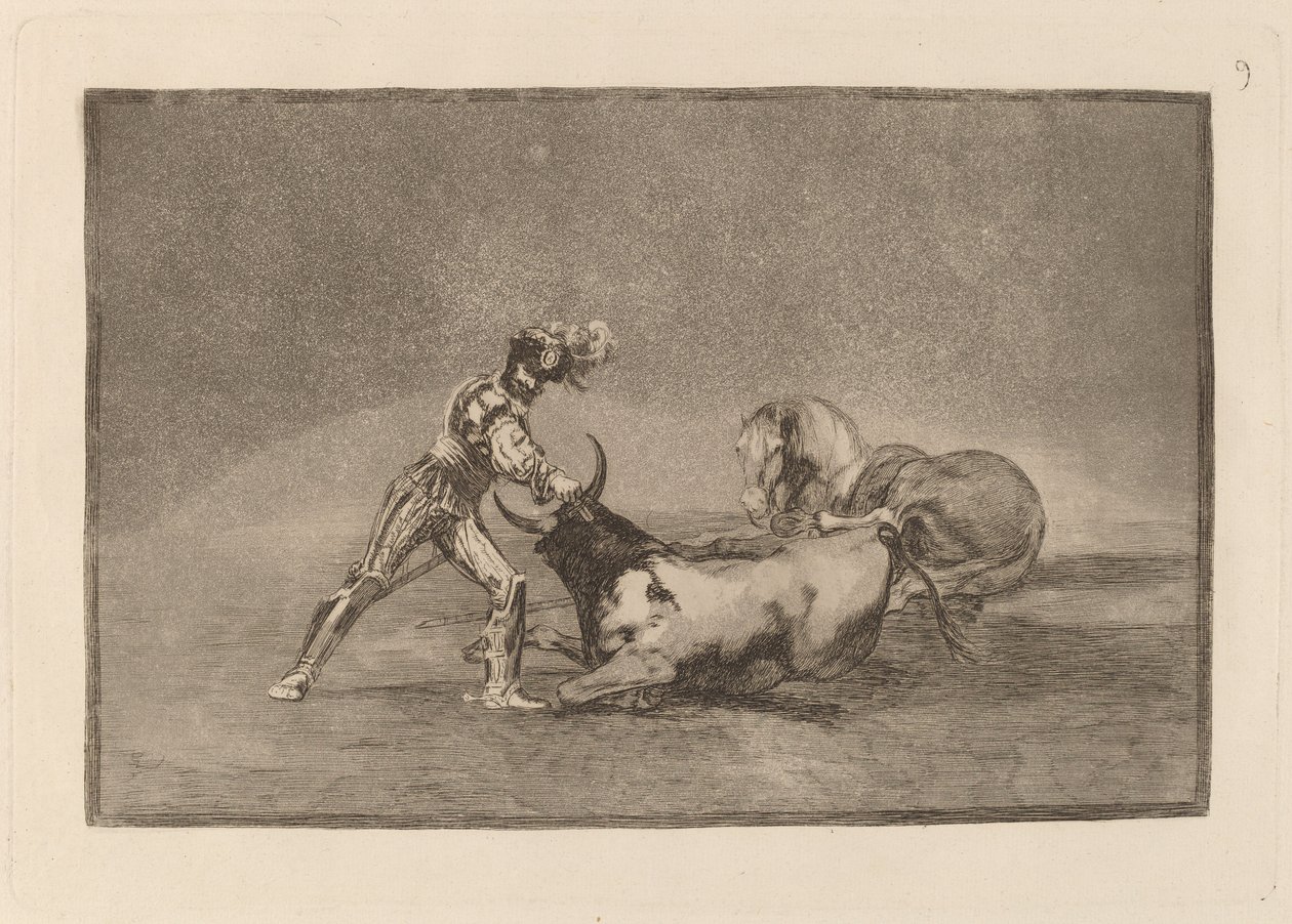 A Spanish Knight Kills the Bull after Having Lost His Horse by Francisco de Goya